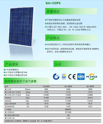 【SHP-100W 多晶太阳能板 硅光伏组件 光控好 功率足】价格,厂家,图片,太阳能电池、电池板,乐清市邦迪电气科技-